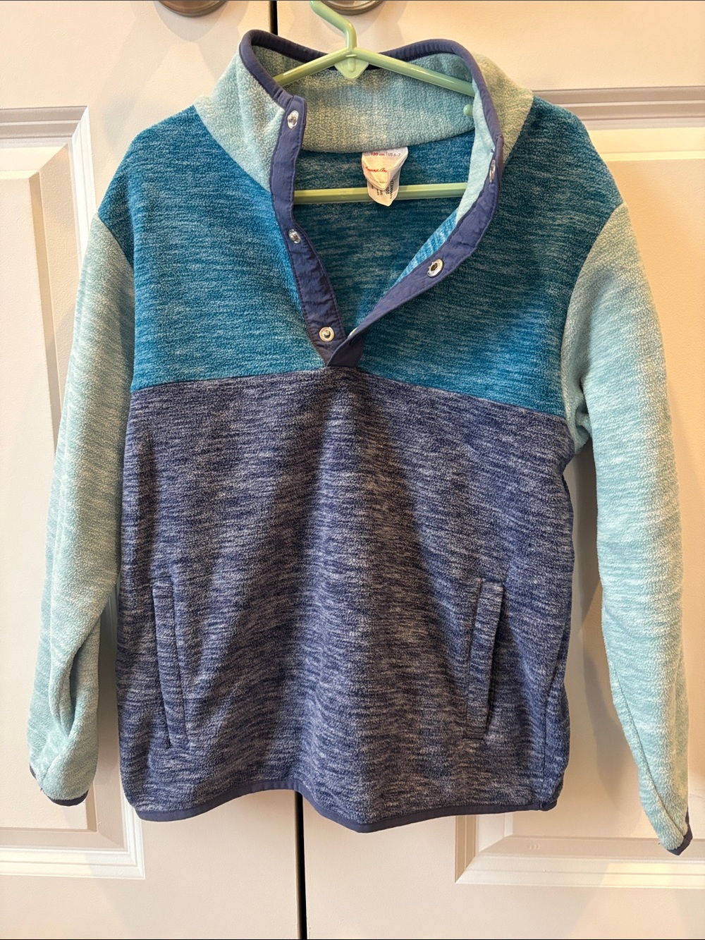 Hanna Andersson Blue & Teal Colorblock Snap-Placket Pullover